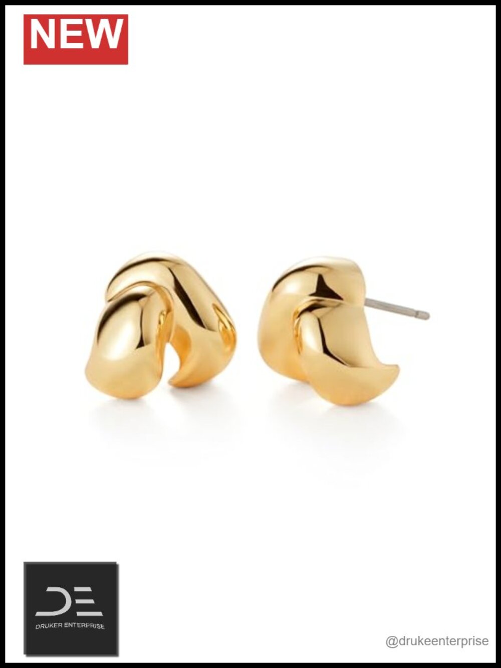 Gold Plated Beatrix Post Earrings by Jenny Bird, Women's Stud Earrings